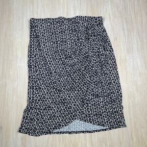 Bobeau Faux Wrap Stretch Pull On Geometric Pattern Print Skirt Plus Size 3X